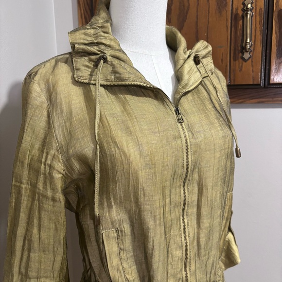 Ruby Rd Green Jacket Size 6 Green Metallic Utility Boho Gorpcore Style - Picture 3 of 9